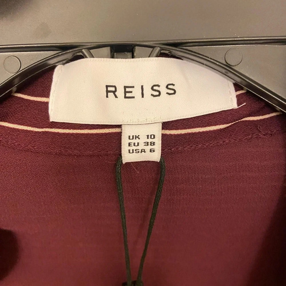 NWT Reiss Albi Striped Mini Shirtdress Berry & Ivory Size 6 - Picture 8 of 10